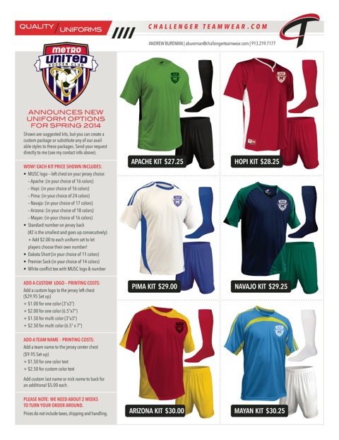 challenger soccer uniforms