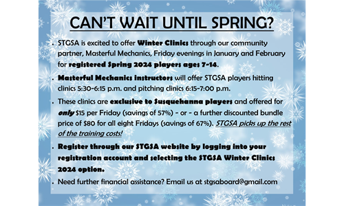 WINTER CLINICS FOR SPRING 2024 PLAYERS!