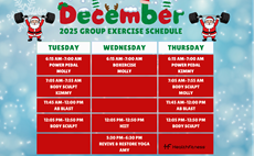 2025 December GROUP FITNESS SCHEDULE!