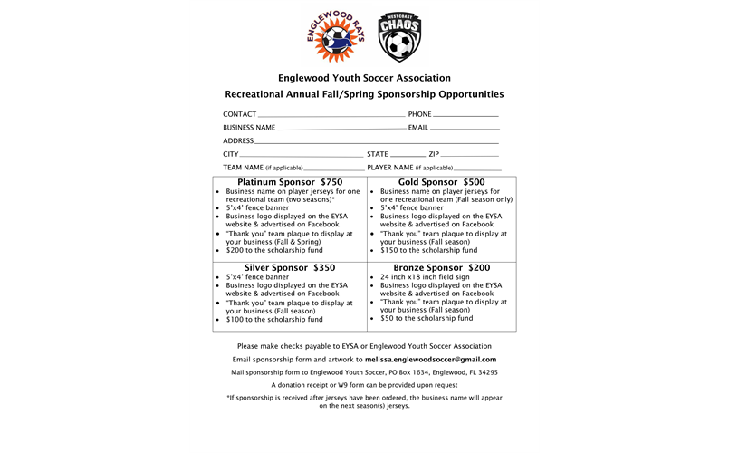 RECREATIONAL SPONSORSHIPS