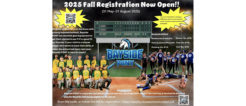 BAYSIDE PONY FALL 2025 Registration
