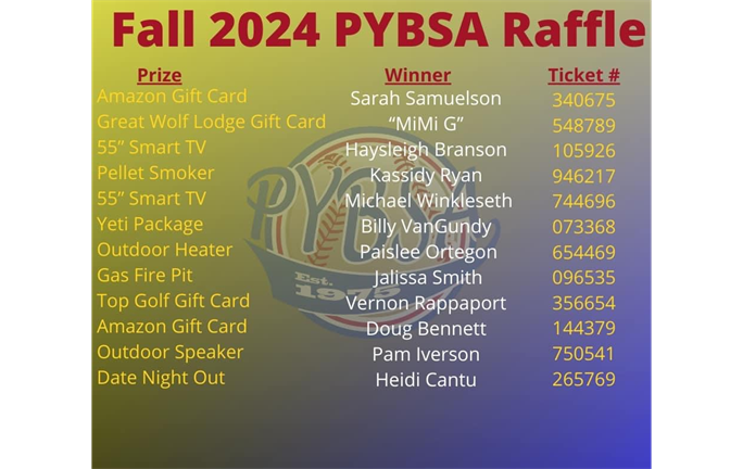 Fall 2024 Raffle Winners!! 