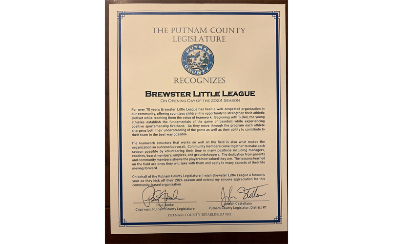 Recognition Letter from Putnam County Legislature