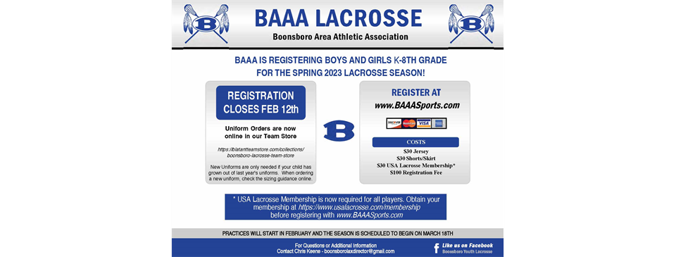 Boonsboro Lacrosse - Registration 2023