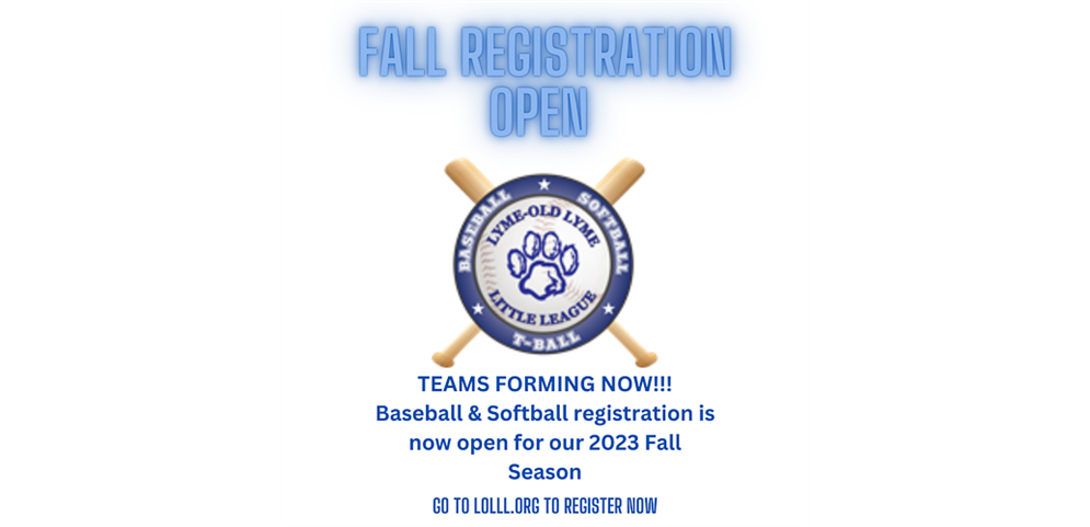Registration Open For Fall Baseball & Softball
