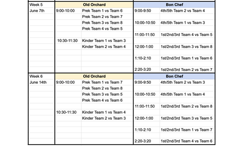 Rec Schedule