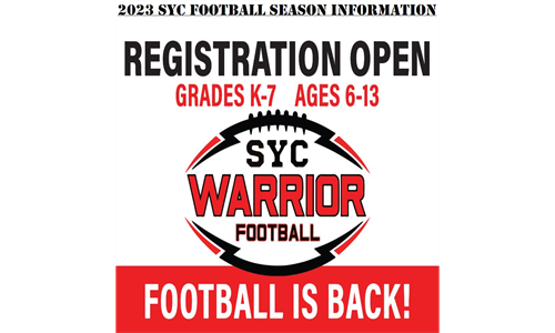 SYC Football Season Registration is Open through 6/30/23!