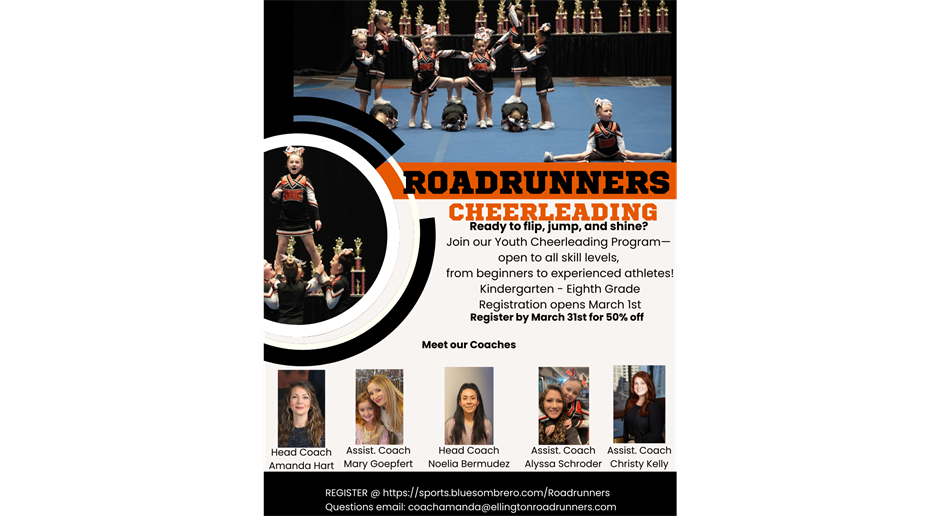 Ellington Roadrunners Cheer Registration Opens March 1, 2026