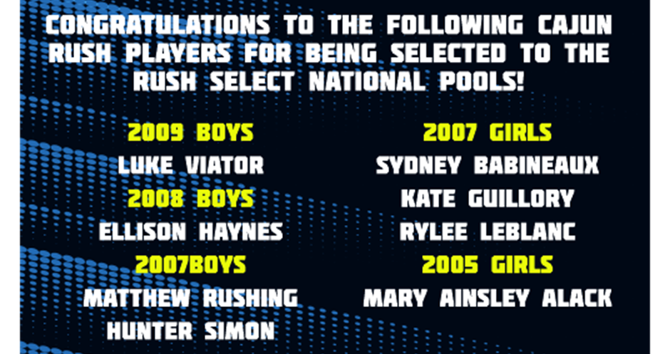 8 Invited to Rush Select National Teams