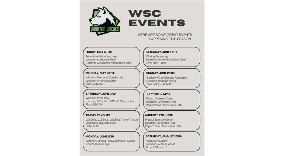 WSC Spring Events