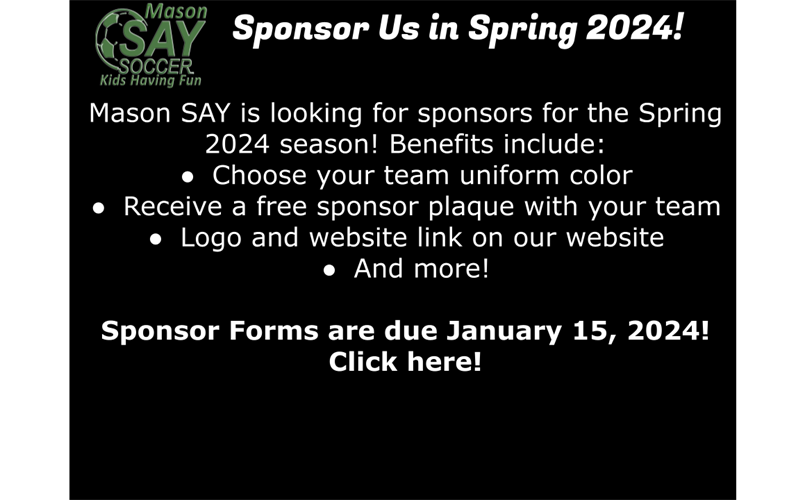 Sponsor Forms for Spring are due January 15