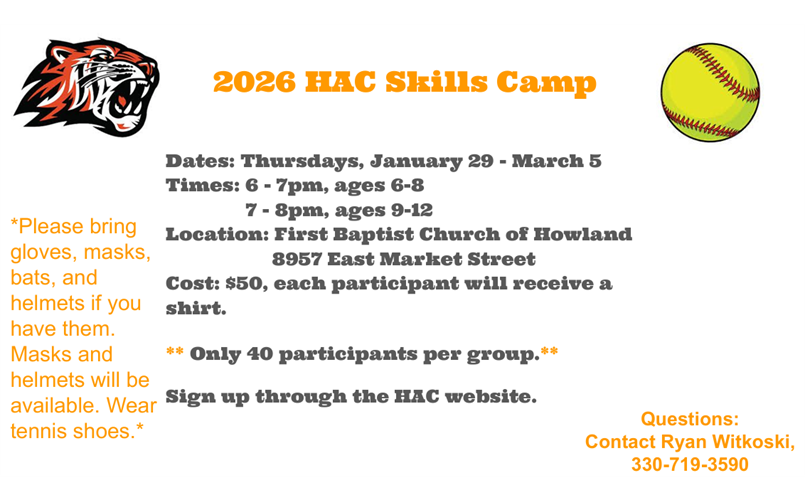 HAC Softball Winter Skills & Drills Clinics