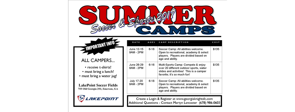 Summer Camp Dates - Register By April 30 for the Early Bird Discount!