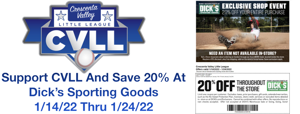 Support CVLL And Save 20% At Dick’s Sporting Goods