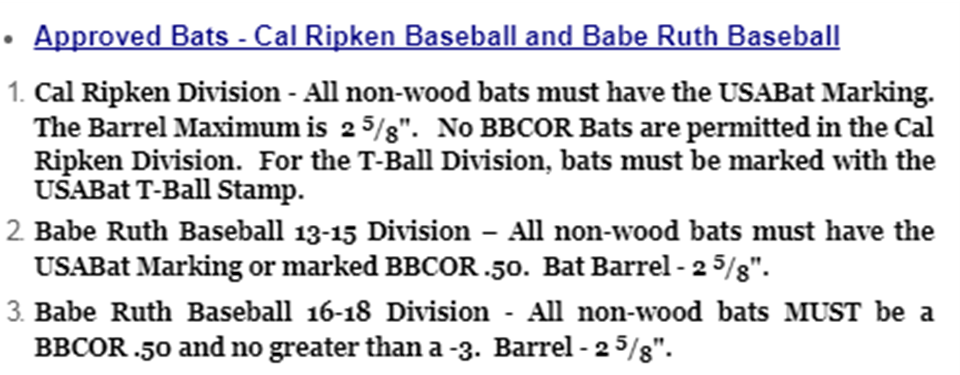 Baseball Bat Regulations
