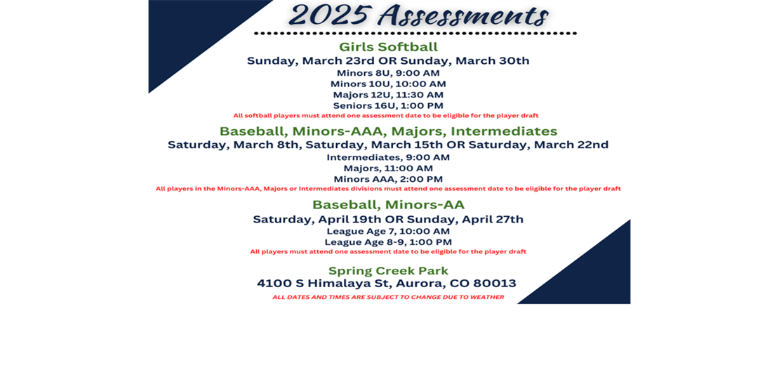 2025 ASSESSMENTS