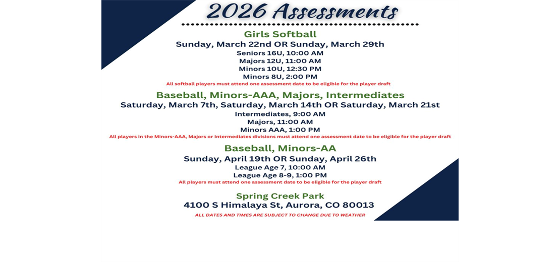 ASSESSMENTS ARE COMING!!